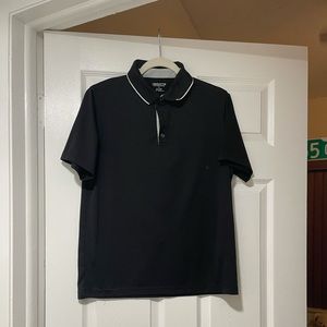 - Claiborne men's polo shirt, black with white detail on the neck, size S